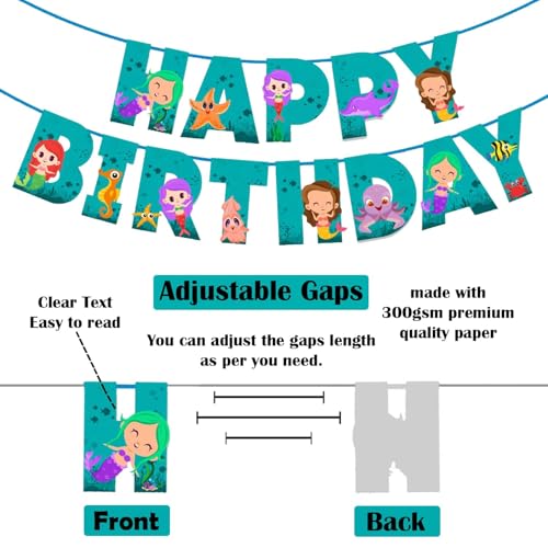 Image of Party Propz Mermaid Theme Birthday Decorations - Large 68Pcs, Birthday Decoration Items For Girl | Mermaid Tail Cutout | Mermaid Cake Topper Combo Set | Mermaid Balloons for Birthday Decoration