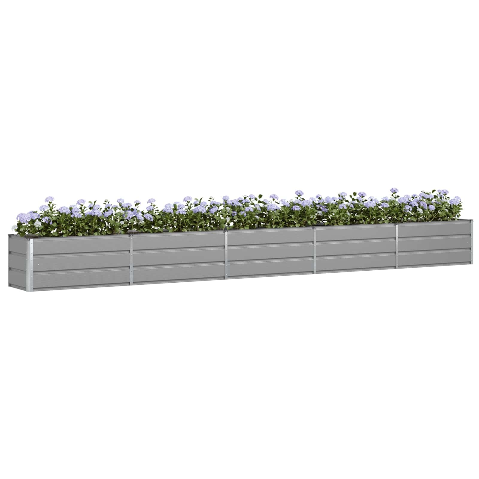 Jardinera de acero galvanizado gris claro 480 x 50 x 45 cm - Jardinera rectangular moderna para terraza y jardín - Jardinera resistente para exteriores - Montaje fácil con dos