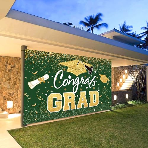 Fondo para fiesta de graduación verde y dorado 70.8x43.3 pulgadas miniatura 6