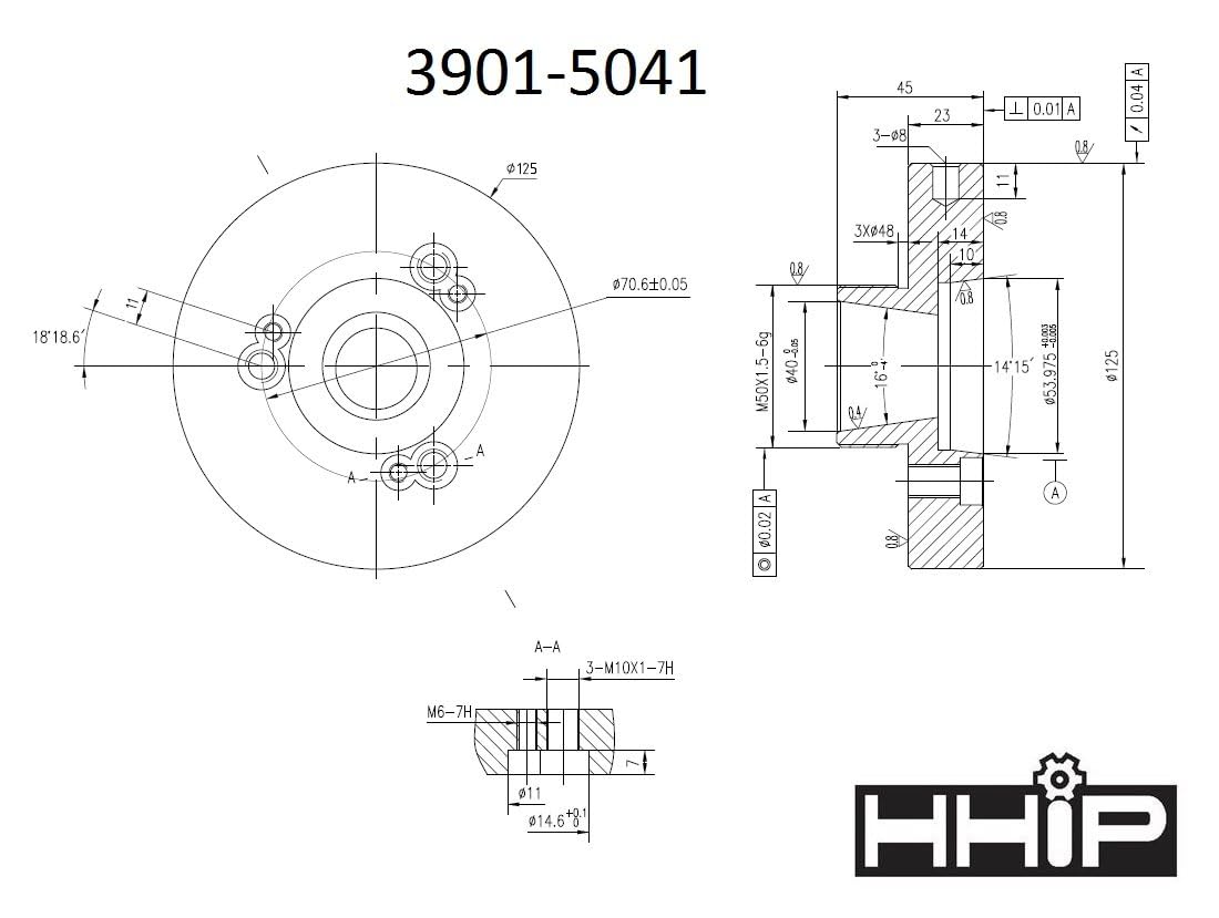 HHIP 3901-5041 D1-3 ER-40 uchwyt zaciskowy, średnica 125 mm