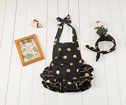 Messy Code Baby Girls Clothes Romper Onesies Gold Dot Jumpsuit One-Pieces Ruffle Outfits Set Black Gold Medium / 12-24Month #TOP1