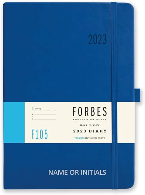 Forbes Classic 2023 A5 Week to View Diary - Soft Touch (Blue Name)