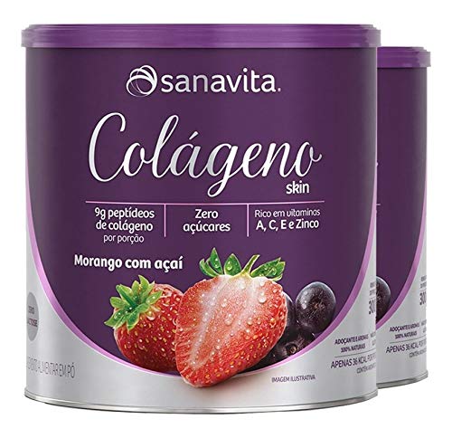 Kit 3 Colágeno Hidrolisado em Pó Morango e Açaí Sanavita 300g