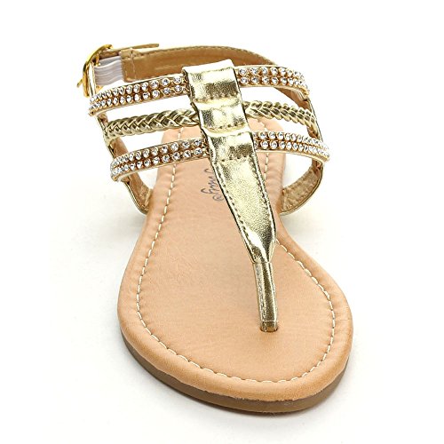 Sierra-1 Kids Girl Classic Rhinestone T-Strap Buckled Slingback Sandal3