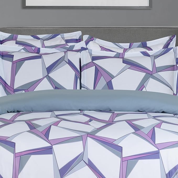 Majestic Giftware Madison Linen 4 Pcs 48" Twin Size Bedding Set (BL502-48T-4pcs) Tokyo Comfort - Mauve 300 TC 100% Cotton Sateen | 1 Fitted Sheet, 1 Duvet, 2 Pillowcases - Choice Collection