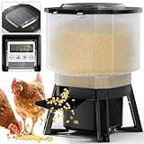 Chicken 4 Solar Automatic Chicken Feeder with Timer, 20lbs PVC Poultry Feeder No Waste, Rat Proof Chicken Automatic Feeder with LCD Display, 6 Programmable Feeding Times (0–20s/Slot), 3 Throw Distances