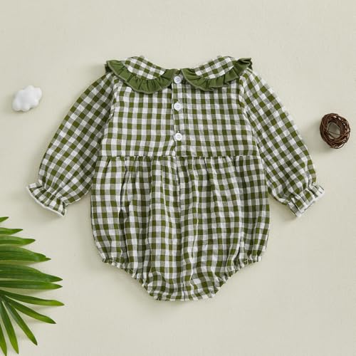 Douhoow Baby Girl Plaid Romper Baby Sweatshirt Romper Infant Girl Festival Clothes Fall Winter Outfits with Headband3