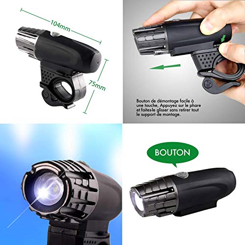 SGK Ensemble Lumière vélo Avant et arrière, Rechargeable avec Un éclairage Puissant étanche et Facile à Installer. - Image 3
