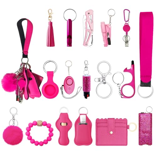 Image of Araafur Wristlet Keychain Set with Wallet Card Holder and Pom pom Airtag Keychain Accessories for Women