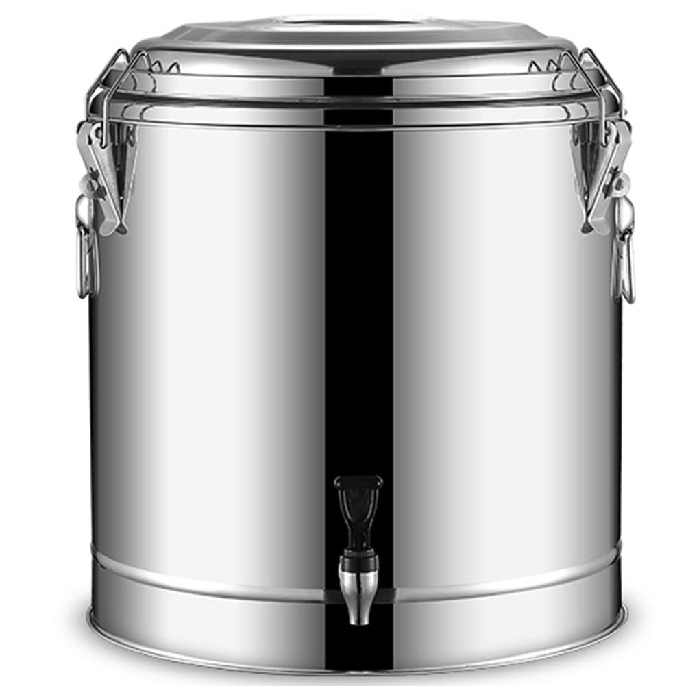MYUYEE Large Capacity Heat Insulation Barrel With Handle And Faucet, Commercial Milk Insulated Bucket Stainless Steel Beverage Dispenser,Stainless Steel Bucket (10L)