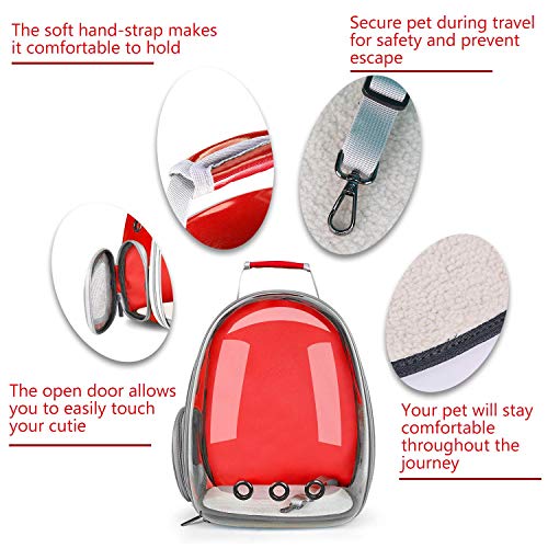 Image of 24x7 eMall Pet Backpack Carrier Transparent Capsule Red for Cats Small Dogs