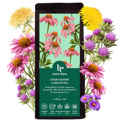 Image of Herbal Tattva Liver Detox and Cleansing Tea, 1-Month Supply (30 Sachets), Preservative-Free, Natural - Plant Based Herbal Tea, Enhances Liver Cleanse and Digestive Help and Support