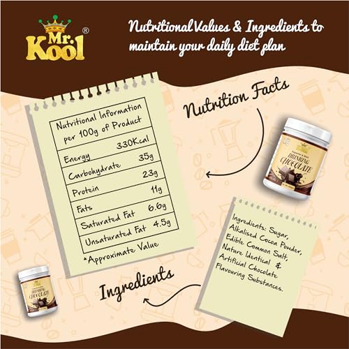 Image of Mr. Kool Drinking Chocolate Powder for Delicious Hot /Cold Chocolate Drink, Healthy Drink for Kids 400 Gm Jar