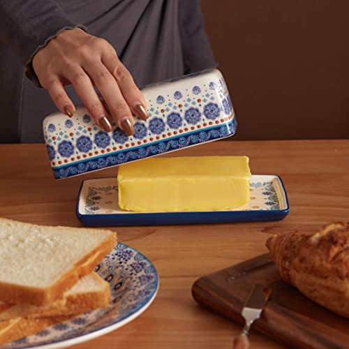Bico Blue Talavera Ceramic Butter Dish with Lid, Butter Keeper for Counter Kitchen, Dishwasher Safe - Image 3