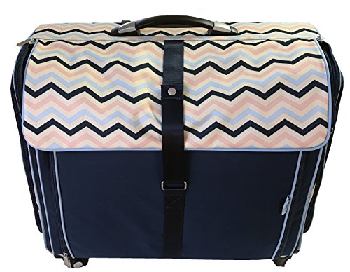Cgull Ultimate Craft Machine & Supplies Trolley Canvas Tote-Blue With Multi-Color Chevron