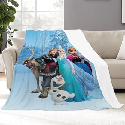 Frozen Kuscheldecke Cartoon Frozen Decke Flauschig 3D Anime Kuscheldecke für Couch Blanket, Übergroße Warme Super Weiche Decke Schlafdecke Sofadecke Reisedecke 150x100cm – Bild 7