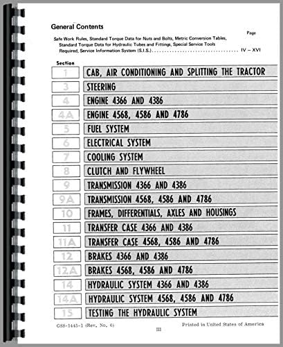 International Harvester 4366 Tractor Service Manual (Chassis)
