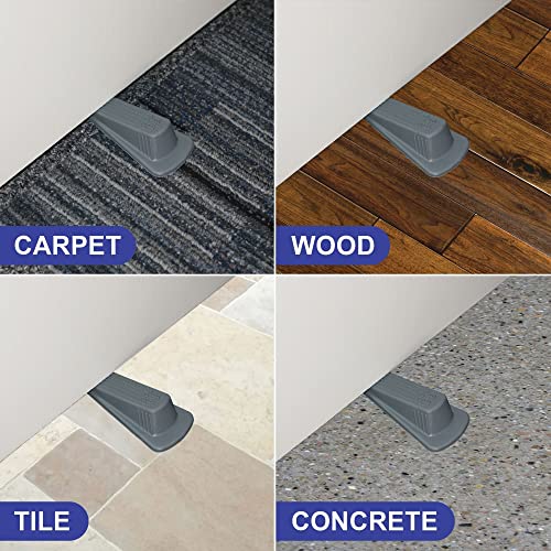 Master Manufacturing Rubber Door Stop - Big Heavy Duty Bottom Wedge Rubber Door Stopper College Dorm Room Essentials,Grey (2 Packs),1.5 X 5 X 7.5 #TOP2
