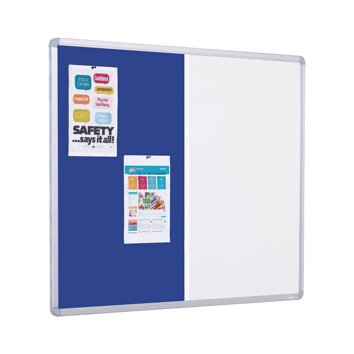 Dual Combination Notice Boards - Aluminium Framed - 1200mm x 900mm - Blue