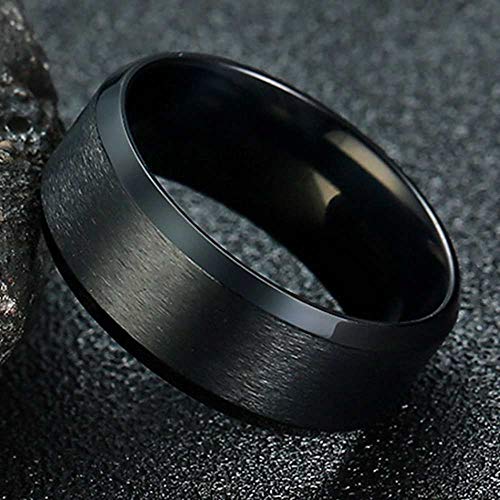 8Mm Brushed Matte Black Titanium Stainless Steel Classical Simple Plain Ring Wedding Band (Stainless-Steel, 11) #TOP2