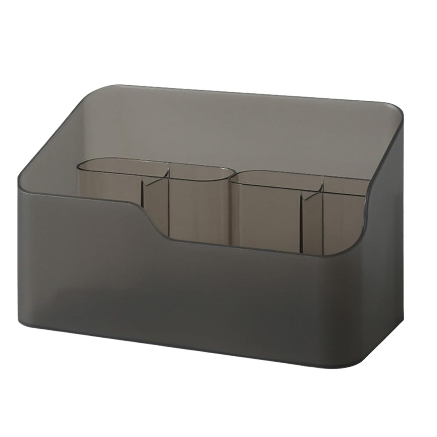 wolpin Cosmetic Storage Box Makeup Lipstick Makeup Brush Organiser Stand Frosted Case Dressing Table Bathroom Organiser with Removebale Grid Box (16.5 x 8.5. x 10 cm), Gray, Plastic-image-20