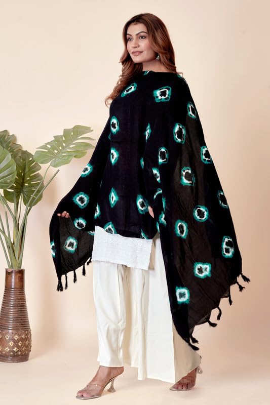 Image of Traditional Bandhani Dupatta for Women Soft Cotton Blend with Tie-Dye Print and Elegant Design for Ethnic