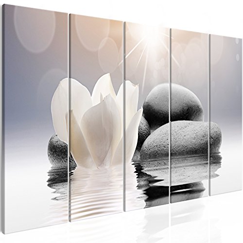 Cuadros Decorativos Habitacion murando Cuadro en Lienzo Flores Spa 200x80 cm Impresión de 5 Piezas Material Tejido no Tejido Impresión Artística Imagen...