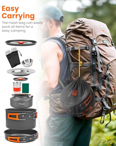 Fitense Set Completo de Cocina para Camping 21 Piezas para 2 Personas, Ligero, Ollas y Sartenes Portátiles para Mochileros, Senderismo y Picnic miniatura 6