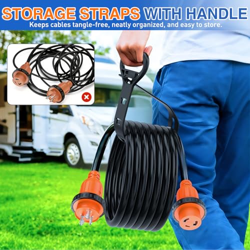 Image of Nilight 30 Amp 15FT Generator Extension Cord 3 Prong Shore Power Cords with Locking Waterproof NEMA L5-30P L5-30R Cable Heavy Duty 10AWG ETL Listed for RV Marine Boat Generators Outdoor Use