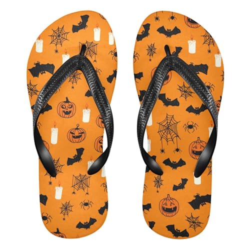 Burbuja Bat Candle Pumpkin Flip Flops for Women Men, Soft Thong Sandals Rubber Slippers for Pool Beach Essentials