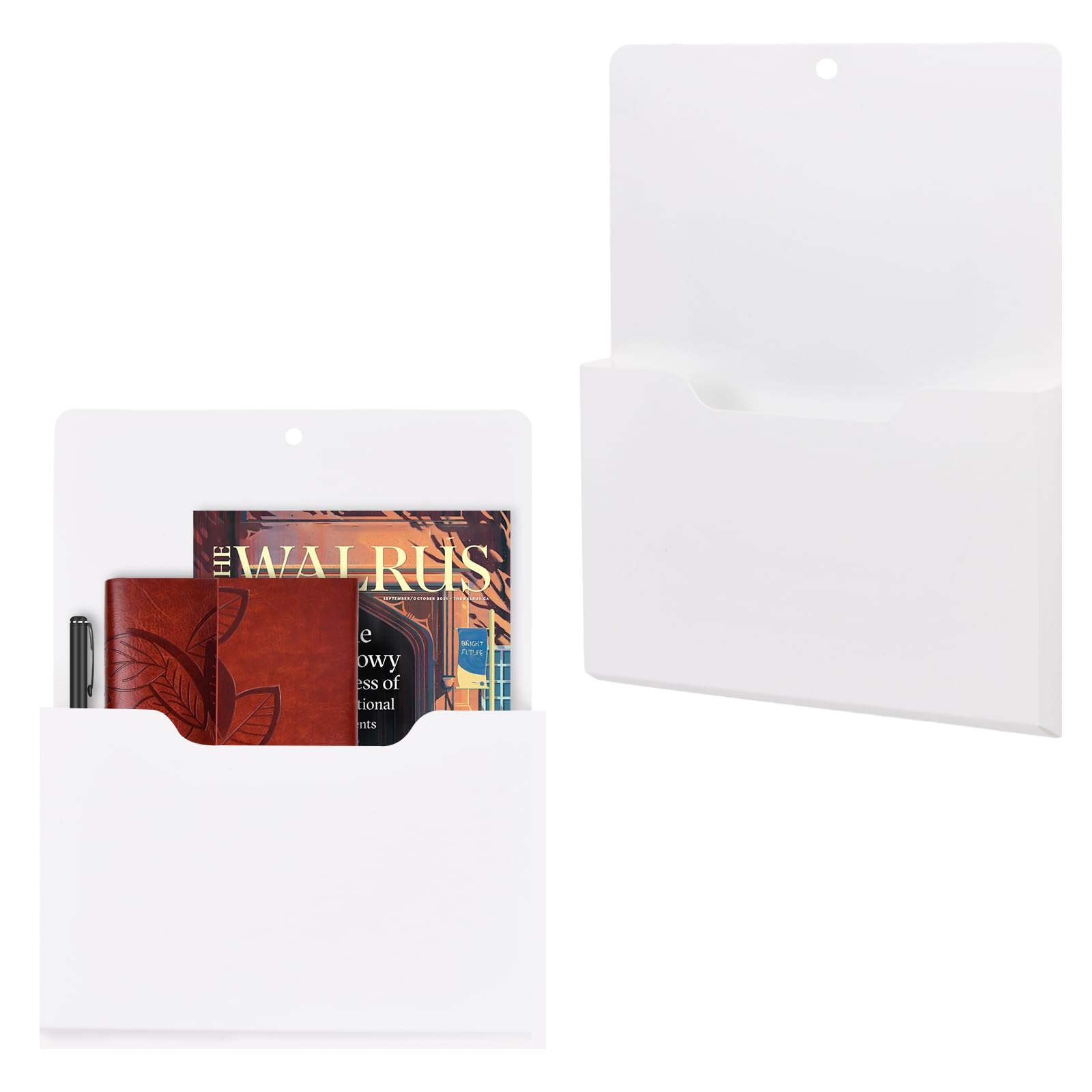 Soporte de Archivo MagnéTico de 2 Paquetes - Soporte de Papel, Organizador de Bolsillo A4 Archivador Magnético para Nevera Almacenamiento de Suministros de Oficina, Carta (Blanco)