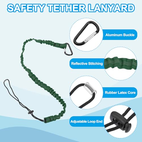 Image of MECCANIXITY Retractable Tool Lanyard 3.6ft with Single Aluminum Buckle and Adjustable Loop End, Maximum Weight Limit 10KG / 22lb, Safety Fall Protection Tools Leash, Dark Green 12 Pack