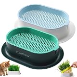 YUMINGUHC 2Pcs Cat Grass Planter for Indoor Hydroponic Wheatgrass Seed Sprout Tray Organic Cat Grass Growing Kit (No Seeds Included) Soilless Pot Planting Box (G)