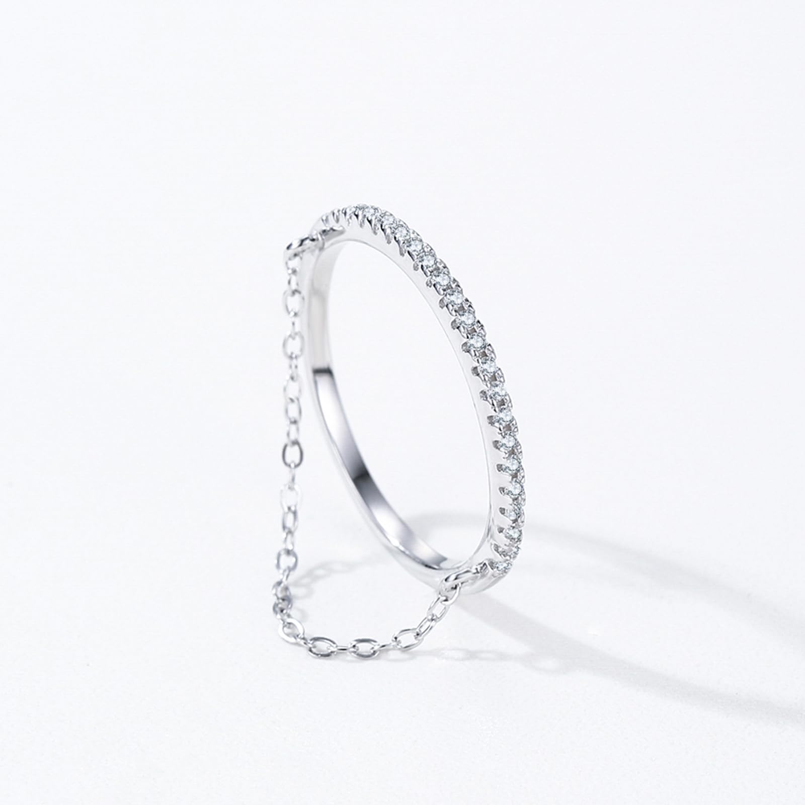 Anello da sposa in oro bianco 9 carati, anello da donna moissanite bianco, senza gemma, anello per celebrità, anniversario per donne
