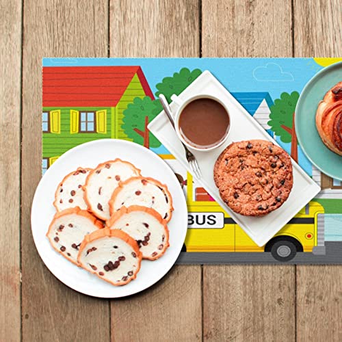 Set de table enfant bus scolaire de qualité supérieure lavable et isolant thermique lot de 6 - 7