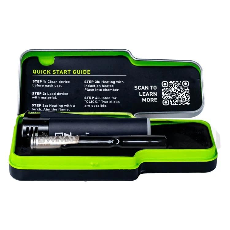 Dynavap G3, zweiteiliges Design: Glas-UniBody und Captive Cap, eingebauter Glas-Bildschirm, inklusive Single-Jet-Feuerzeug und Zinn-Tragetasche, manuell, batteriefreier Betrieb (kein Nikotin)