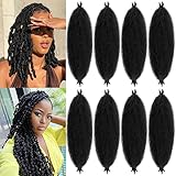 Springy Afro Twist Hair 24 Inch Cuban Twist Hair 8 Packs Black Marley Twist Braiding Hair Black Spring Twist Hair Wrapping Hair for Soft Locs Cuban Twist Crochet Hair for Black Women (24in 8P 1B)