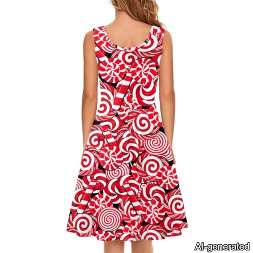 Image of Dreaweet Casual Sleeveless Dresses for Women Girls, Round Neck Tank Dresses with Pockets Summer Sundress Size XS-4XL