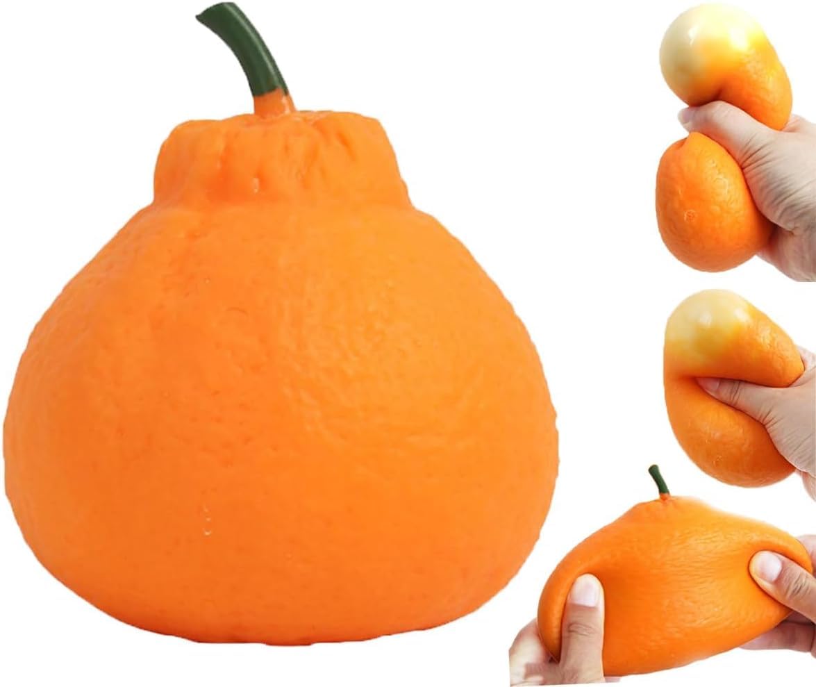Apple Squishy, Slow Rising Stress Relief Slushy Apple Squishy, Realistic Dragon Fruit Strawberry Shaped Squeezes Stress Balls, Soft Cute Fruit Anxiety Relief Dough Decompression Gift (Orange)