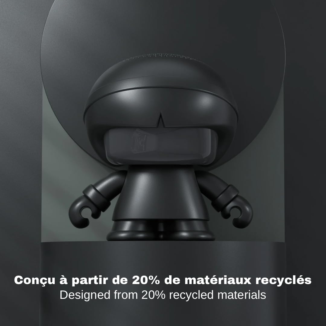 Xoopar Altavoz Bluetooth Portátil de Plástico Reciclado- Xboy-R Negro. Altavoz Portátil con Luz LED - Potente Sonido 360° - Función NFC.