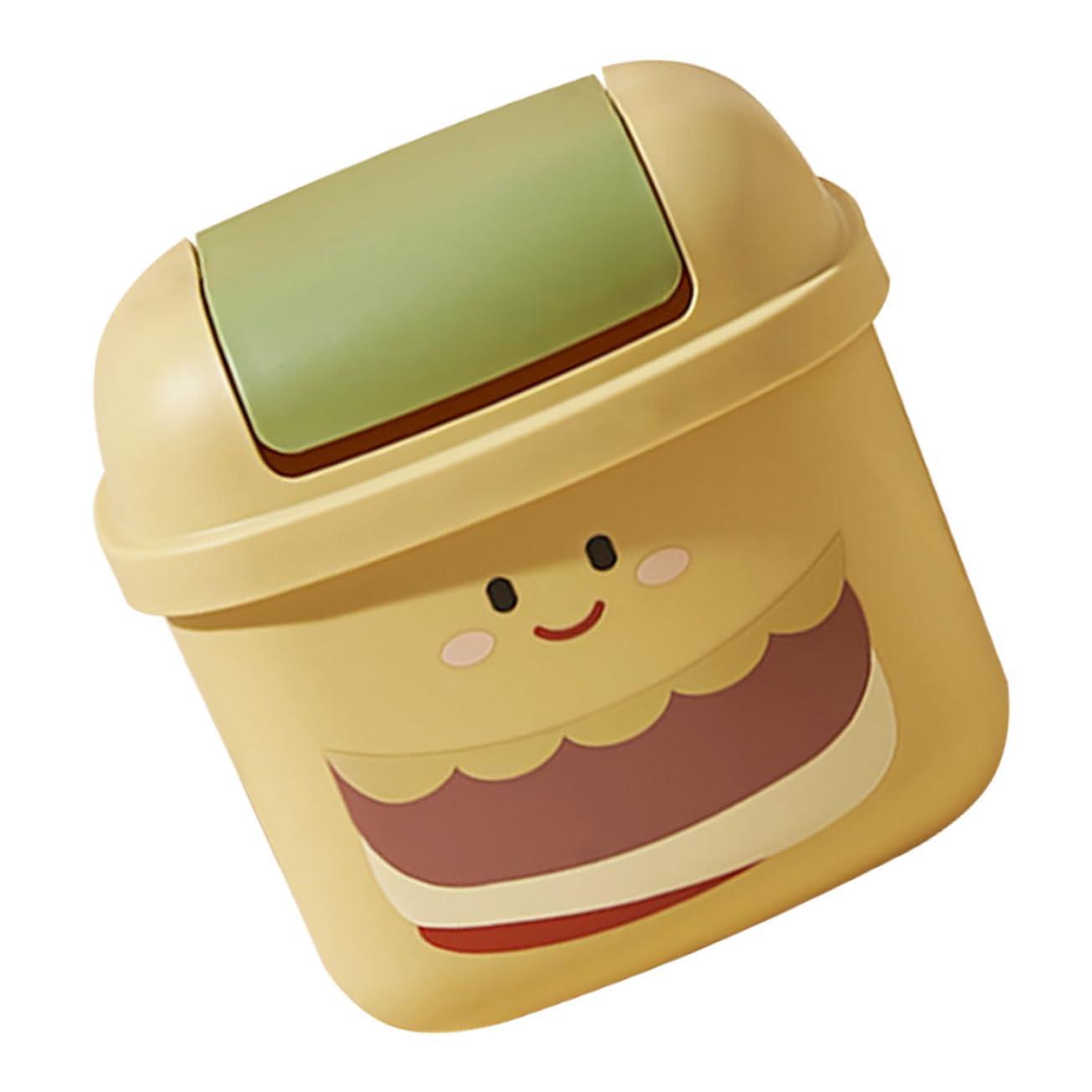 Hohopeti Cute Burger Trash Can for Bedroom Small Desk Top Trash Can Lid Mini Desktop Rubbish Basket