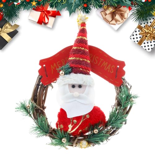CENMOO Corona de Navidad para puerta, decoración de guirnalda de Navidad de madera, corona de vid, corona de Navidad para cocina, evento