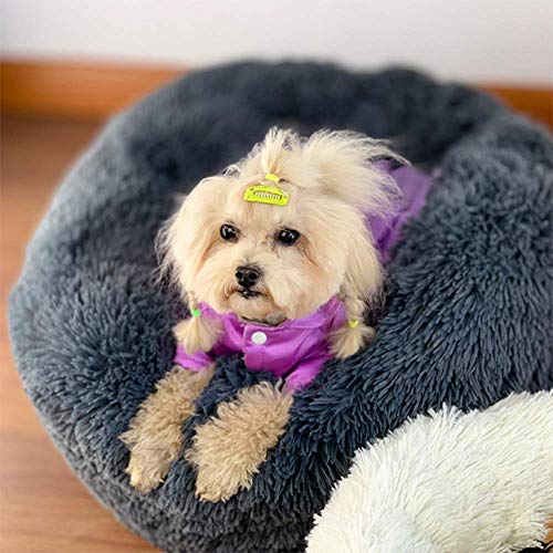 Donut Hundebett waschbares Flauschiges Hundesofa Katzenhöhle Haustierbett Kuschelkissen mit Außenbezug für kleine mittelgroße große Hunde-60cm-Grau