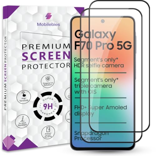 Image of Premium Tempered Glass Screen Protector Guard For Samsung Galaxy F70 Pro (6.7 Inch, Pack of 2) | Edge to Edge Coverage With Easy to installation kit
