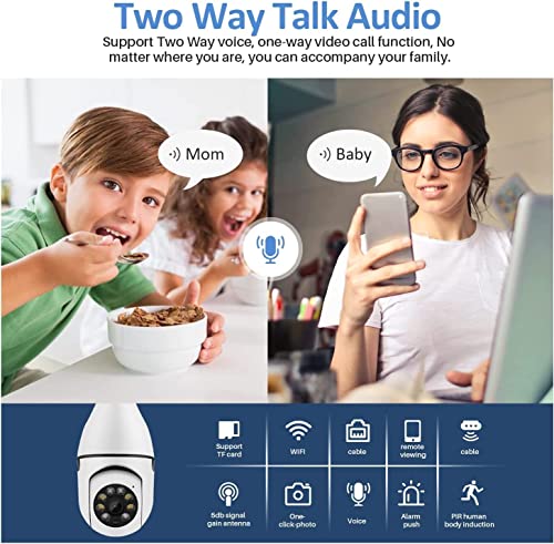 We-Direct 1080P 360I¿ 1/2Rotate Auto Tracking Panoramic Camera Light Bulb Night Vision Wireless For Wifi Ptz Ip Cam Remote Viewing Security E27 Interface Home Security Webcam Two Way Voice, Whitex2 #TOP2