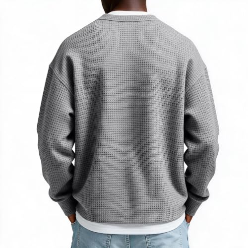 Waffle Quarter Zip Pullover Men 1/4 Zip Faux Layered Big and Tall Shirt - image 4