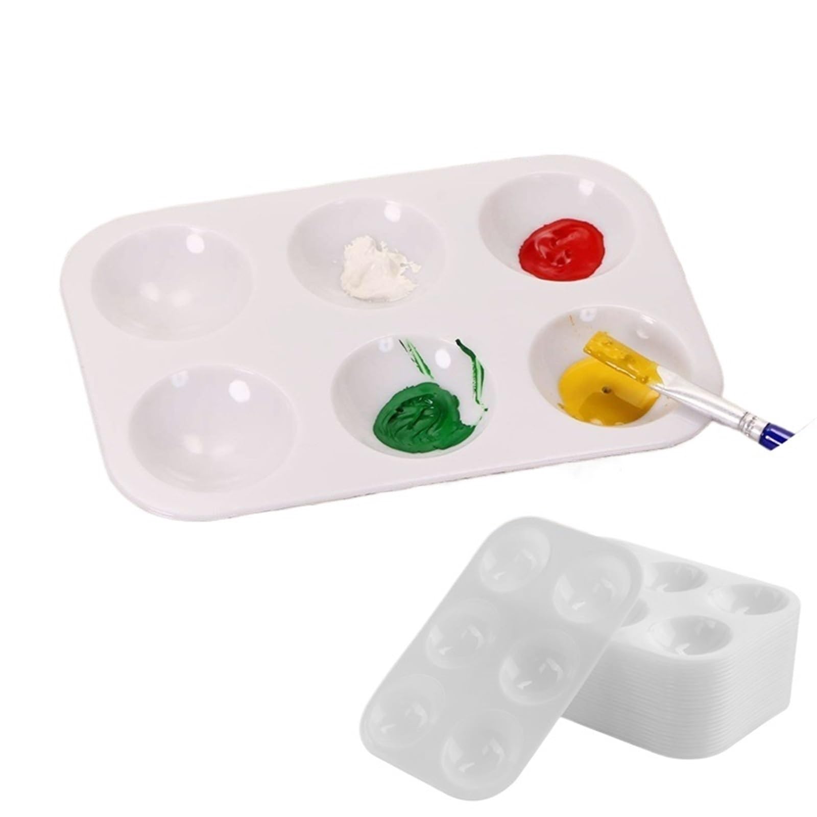 Tavolozza di plastica 24 pezzi di tavolozze pittura in plastica con 6 pozzetti, vassoio rettangolare for ad acquerello Per mescolare i colori