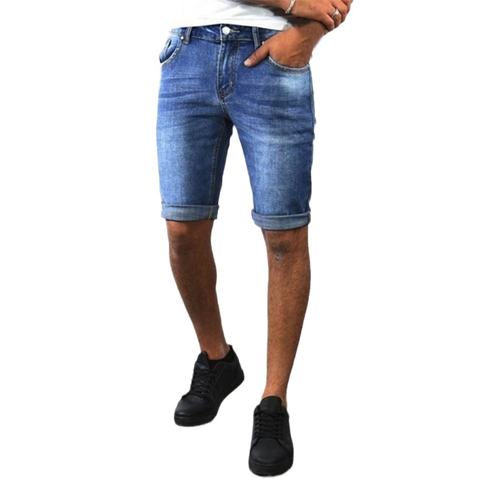 Jean court déchiré léger avec fermeture éclair short ajusté KEHAIOO b03 S