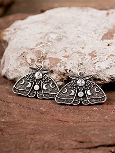 HAQUIL Luna Moth Dangle Drop Earrings, Moon Phase Moth Butterfly Charm Pendant, Vintage Goth Gothic Earrings Jewelry Gift for Women3