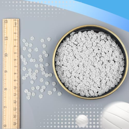 Image of Weysat 60g Mini Volleyball Polymer Clay Slices 0.2 Inch Tiny Clay Volleyball Pieces Sports Sprinkles Ball Confetti for Clips Nail Art DIY Craft Party Decoration Favors for Team Sports Lover